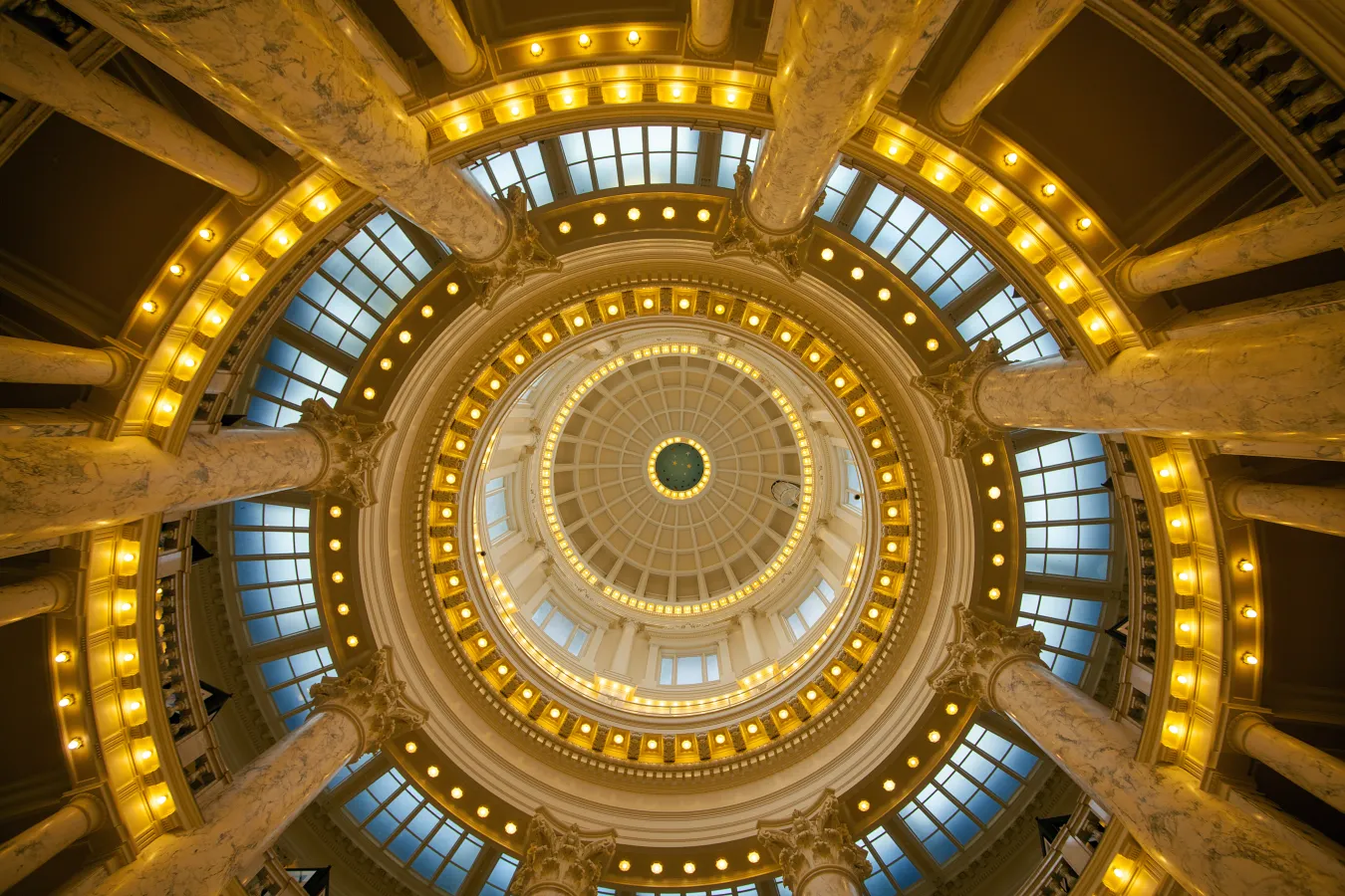 A view of the Idaho Capitol rotunda from below