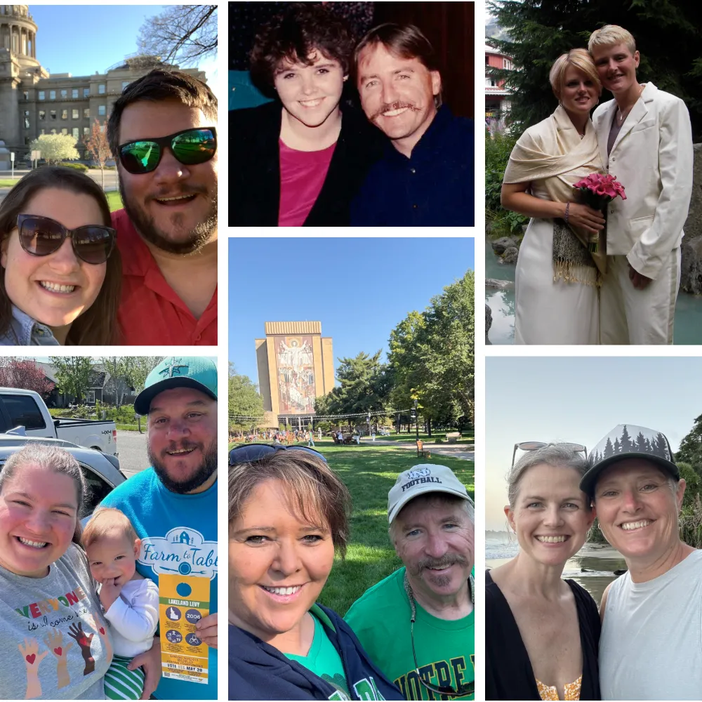 A collage of three couples