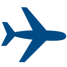 A blue icon of an airplane