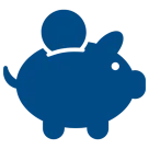 a blue icon of a piggybank