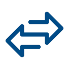 two arrows pointing in opposite directions is shown in blue