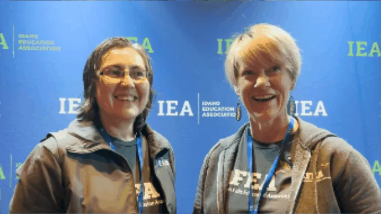 A gif of two women laughing and talking