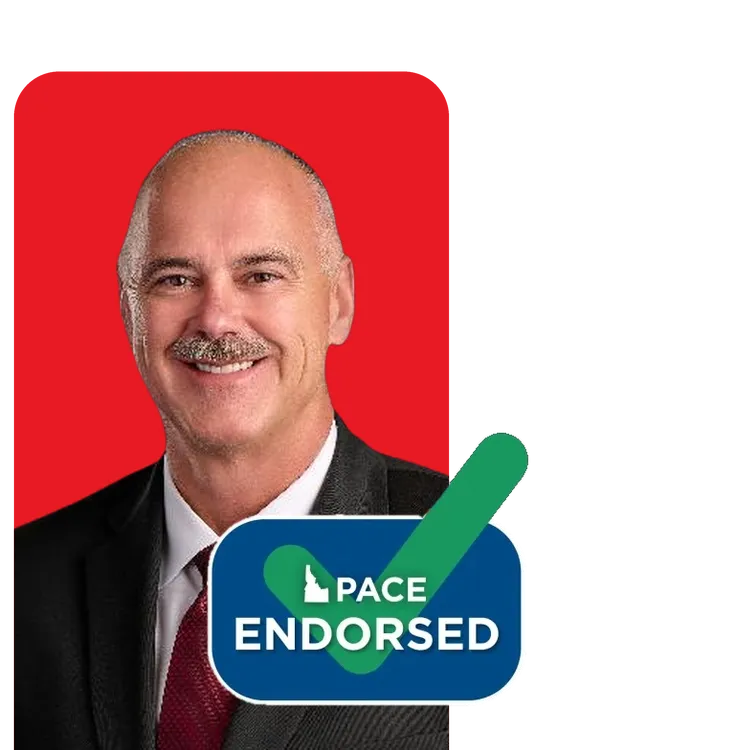 man with red background