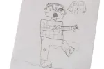 A child's drawing of a zombie