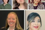 A collage of five women educators