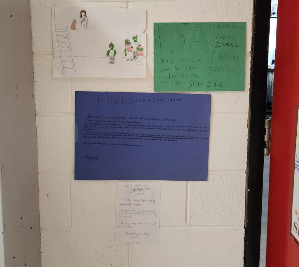 Children's posters warning about the "zombie apocalypse"