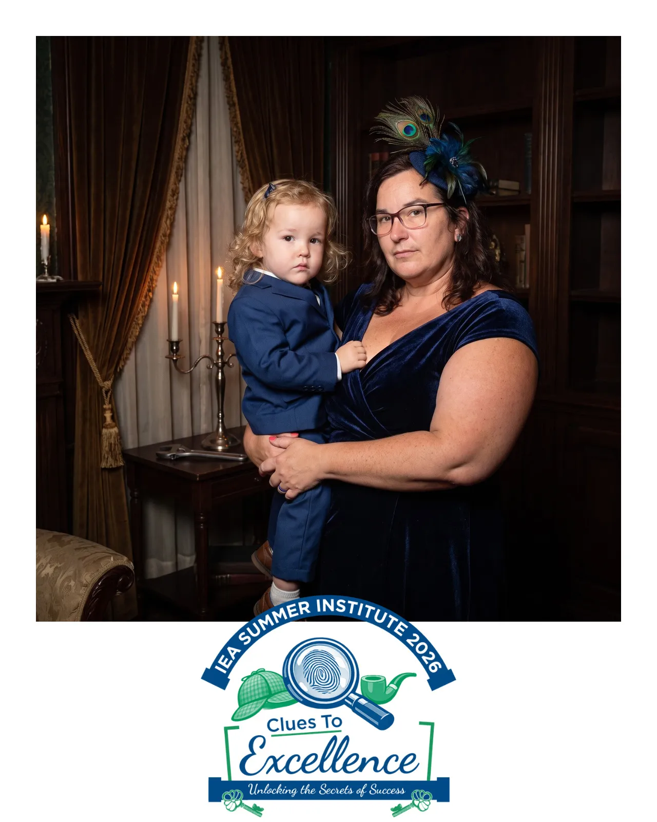 An AI-enhanced photo of a woman and a baby wearing blue