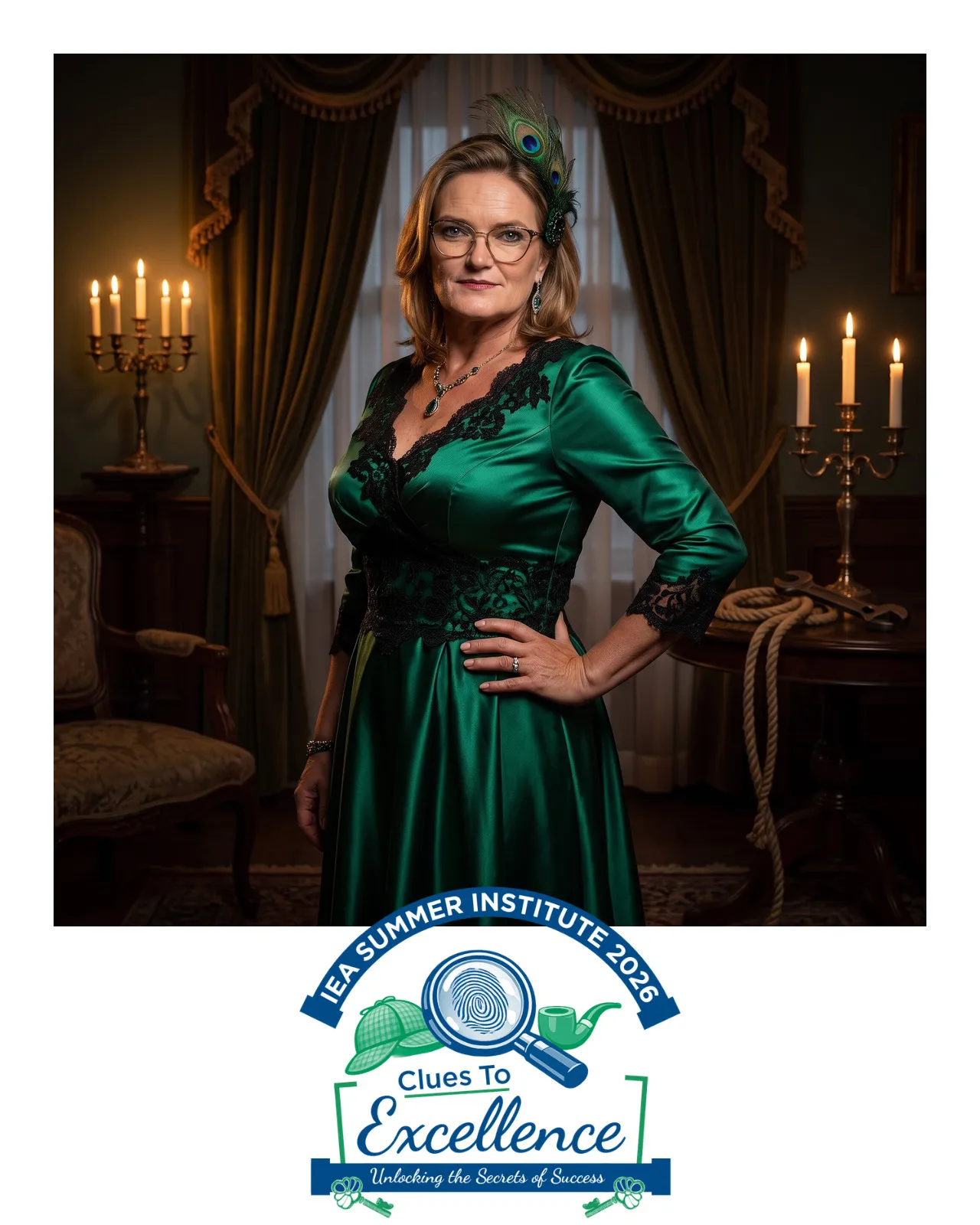 An AI-enhanced photo of a woman in a green satin dress