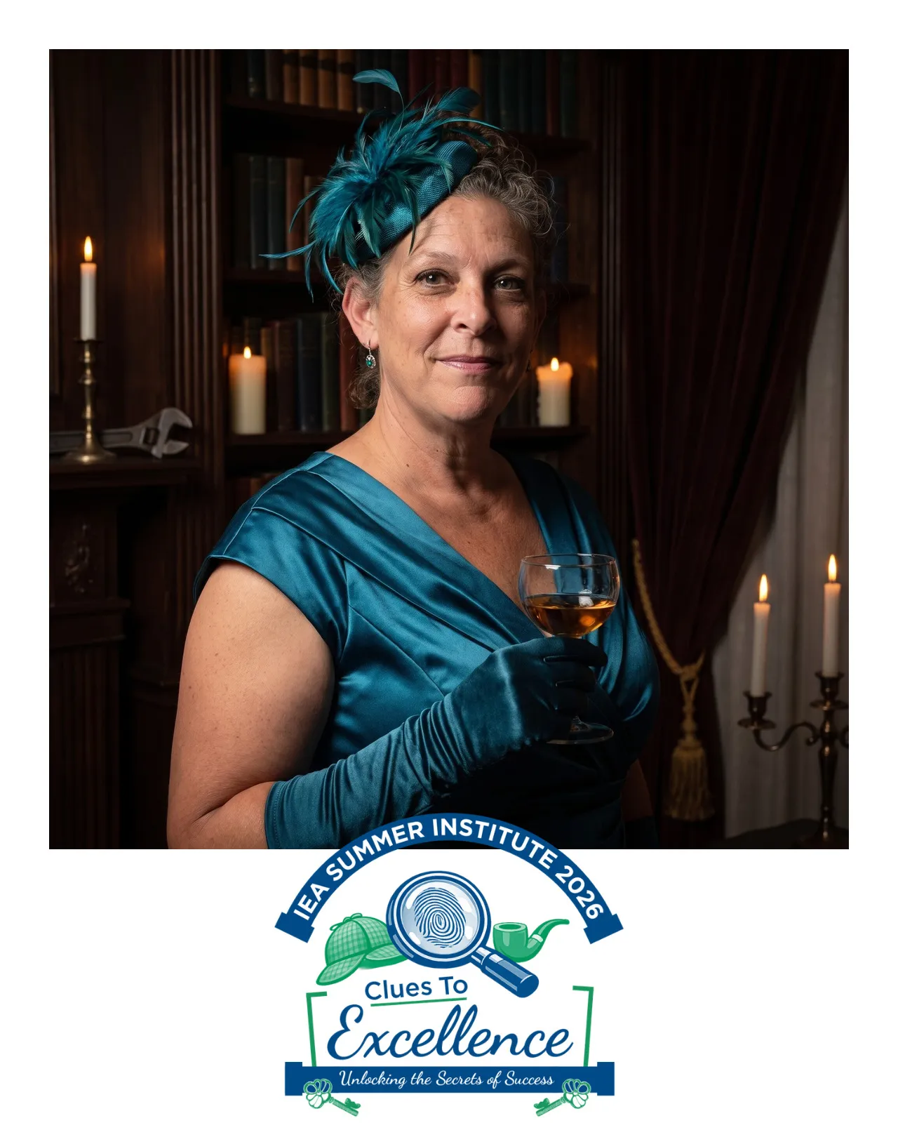AI-enhanced photo of a woman wearing a blue satin ensemble
