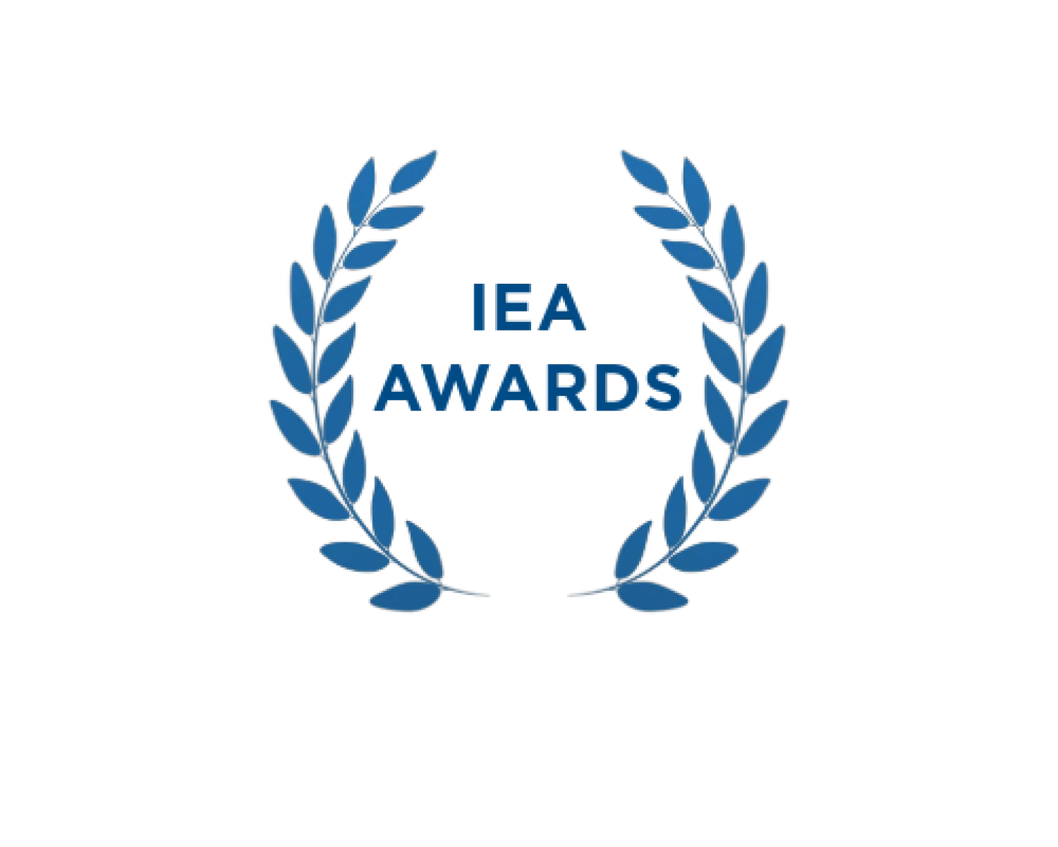 A graphic of blue laurels with the words IEA Awards