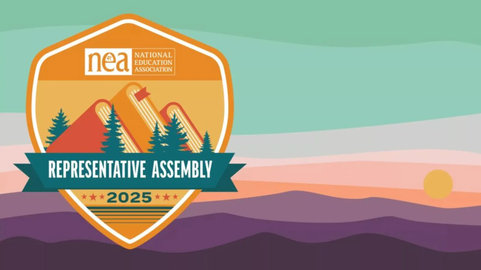 A graphic illustration for the NEA Representative Assembly in Portland