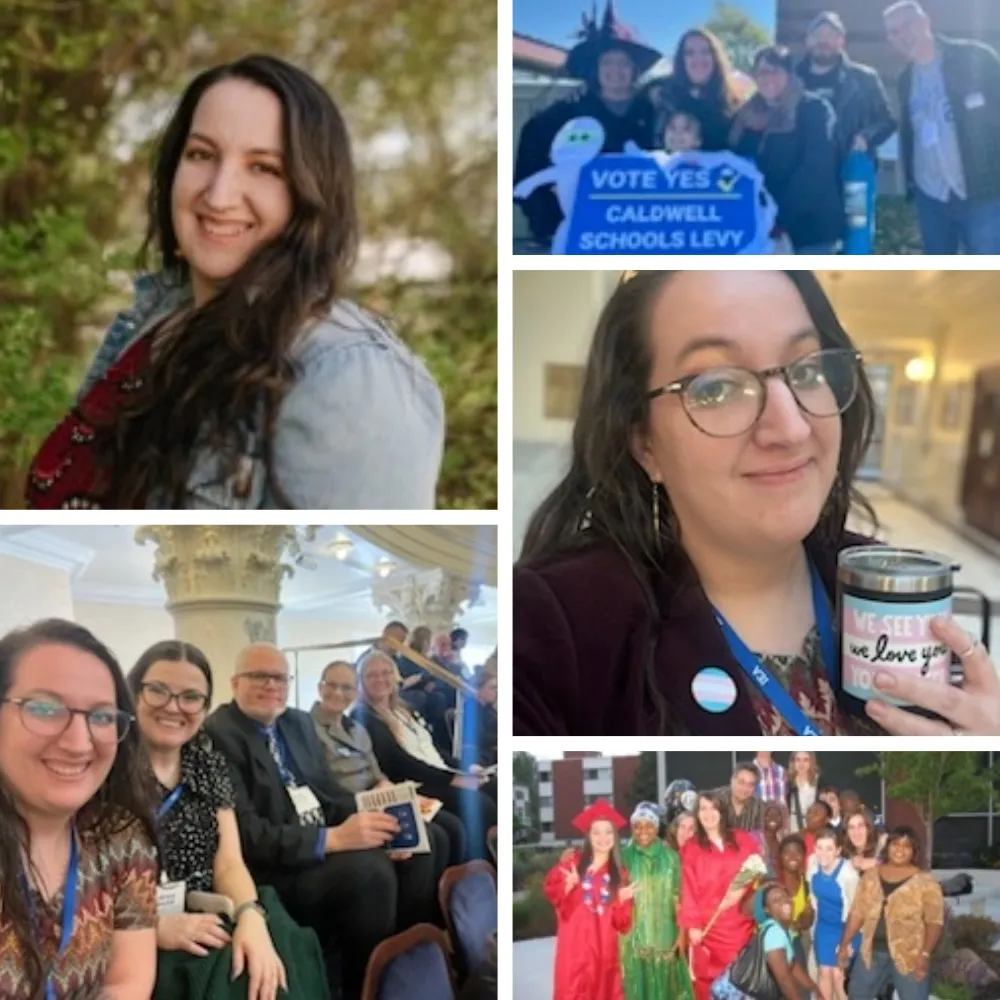 A collage of photos of a woman 