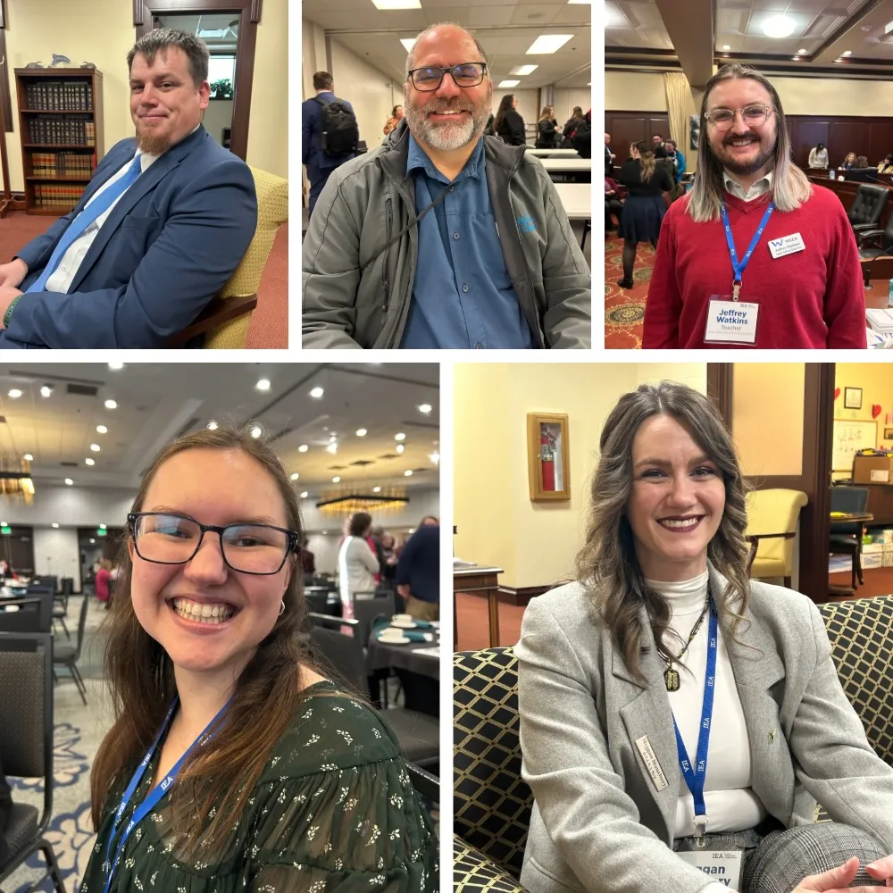 A collage of smiling people