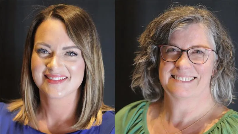 Two side-by-side photos of women