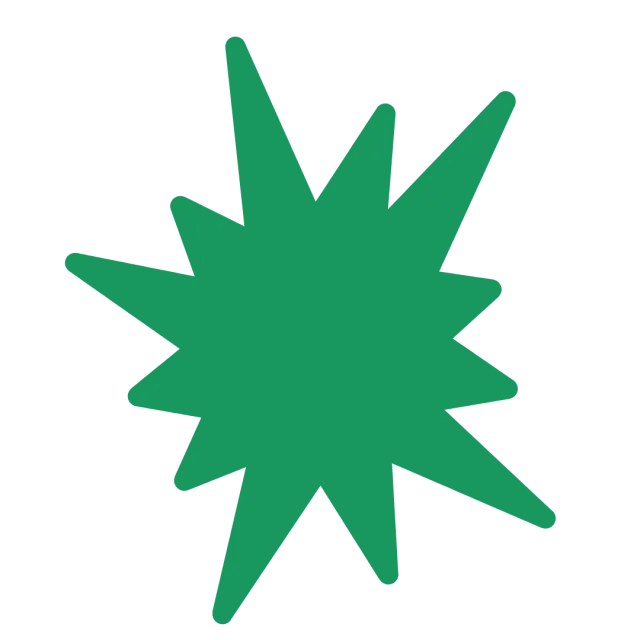 A graphic of a green starburst