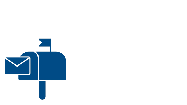 small mail icon in blue