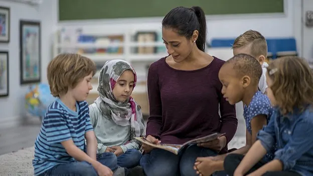 Teacher and students