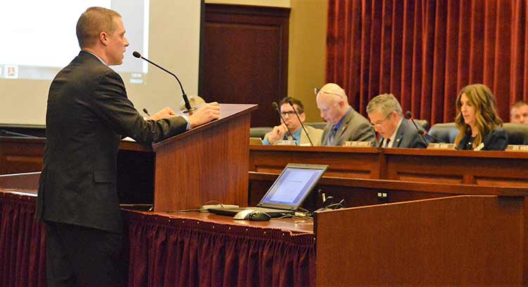 Blake Youde of the State Board of Education presenting at the Joint Education Committee meeting